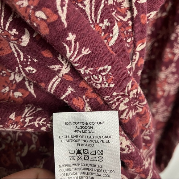 Lucky Brand Top Large Floral Red Multicolor V-neck Fall Long Sleeve Boho - Picture 6 of 7